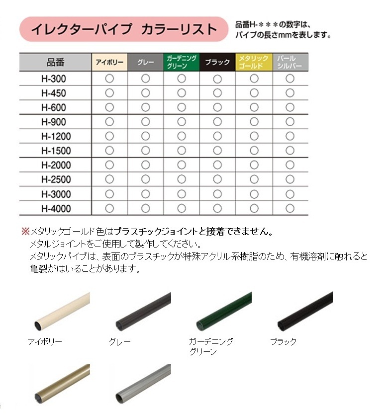 イレクターパイプのカラーリスト