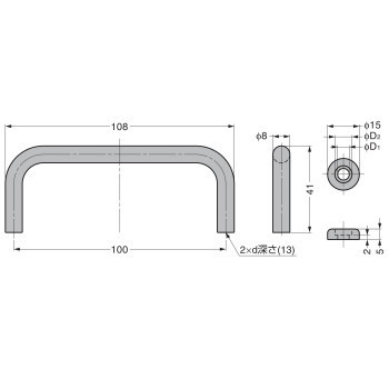 ランプ印チタン合金製ハンドル２ＬＣ－１５０ＴＩ【スガツネ工業】-